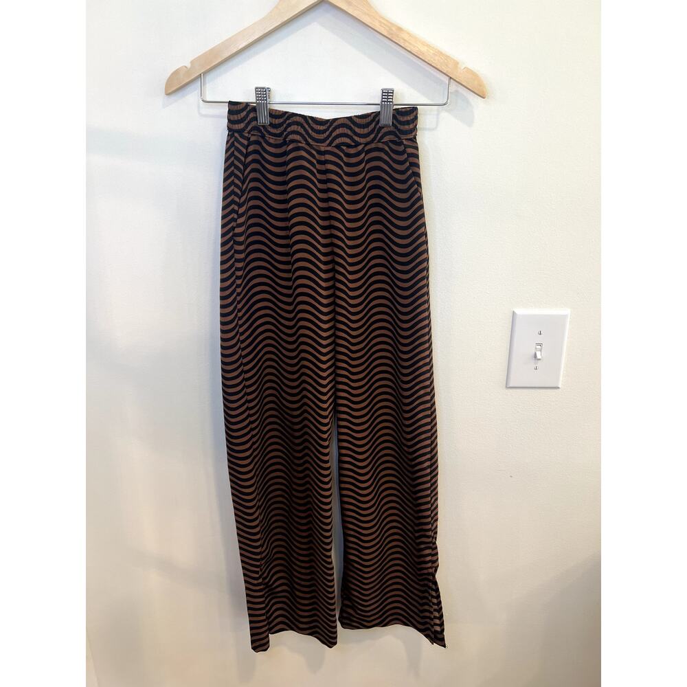 H&M Brown Black Wavy Stripe Wide Leg Pants Size 10-11Y